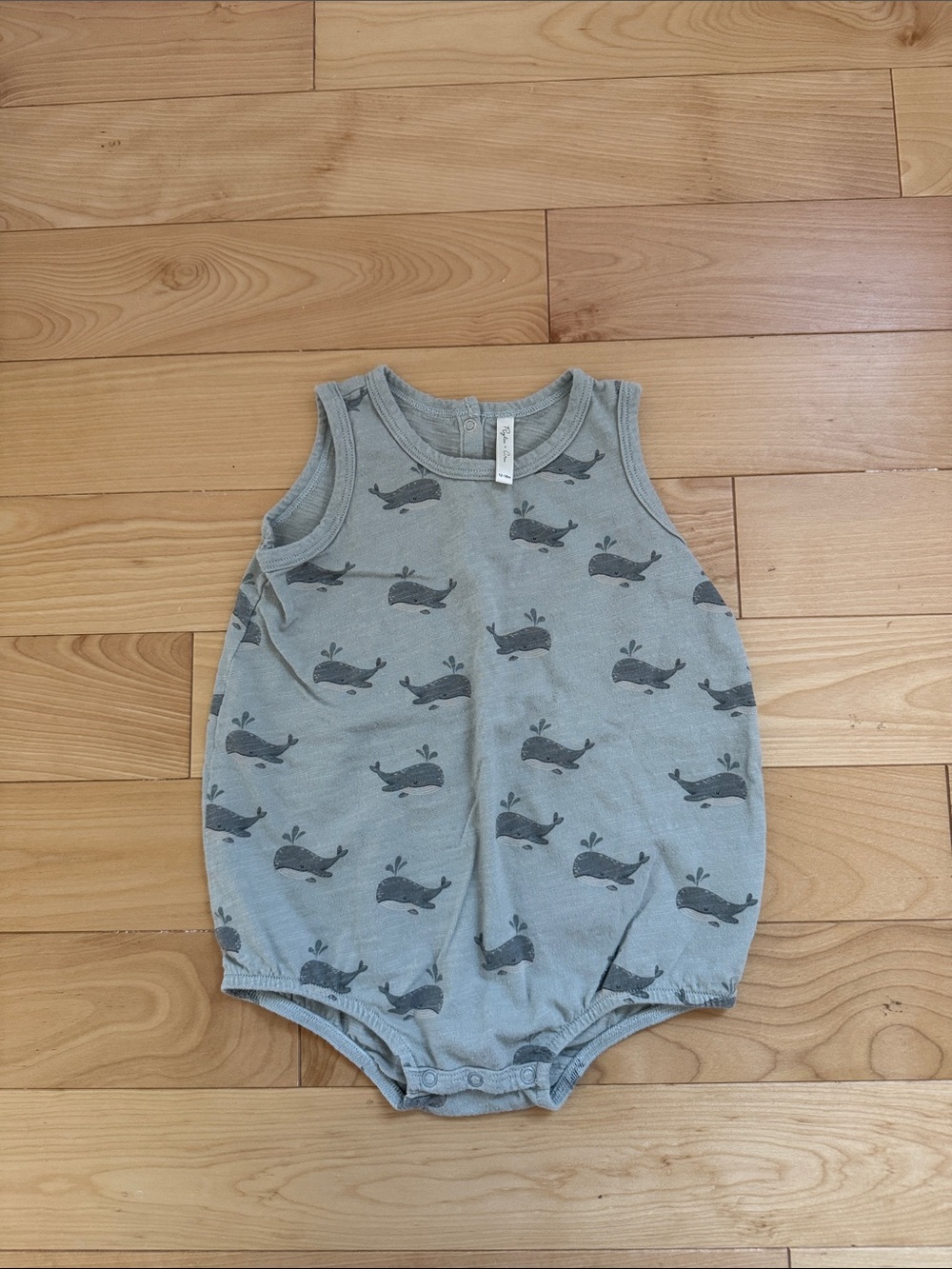 Rylee & Cru Baby Whale Print Sleeveless Romper in Light Blue